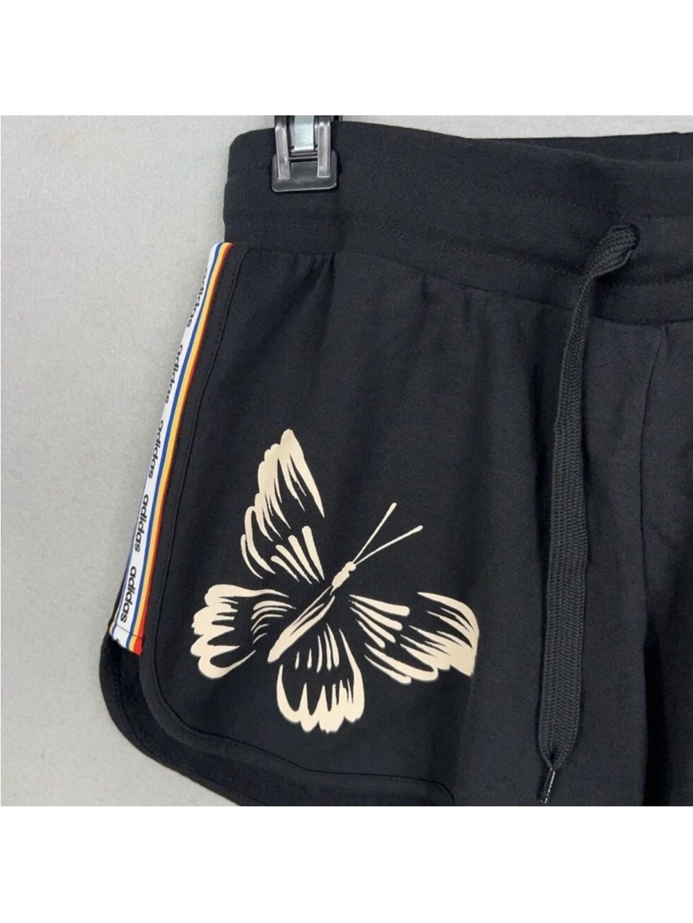 Adidas x FARM RIO Black Butterfly Graphic Side Spellout Shorts Size Small S - Picture 4 of 10